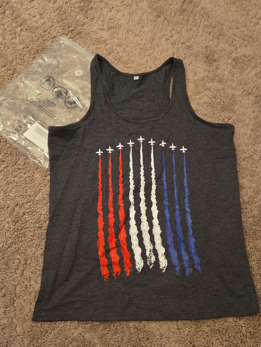 4/$20 NWT Gray Womens America Tank Top